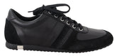 Dolce & Gabbana Black Logo Leather Casual Sneakers Shoes